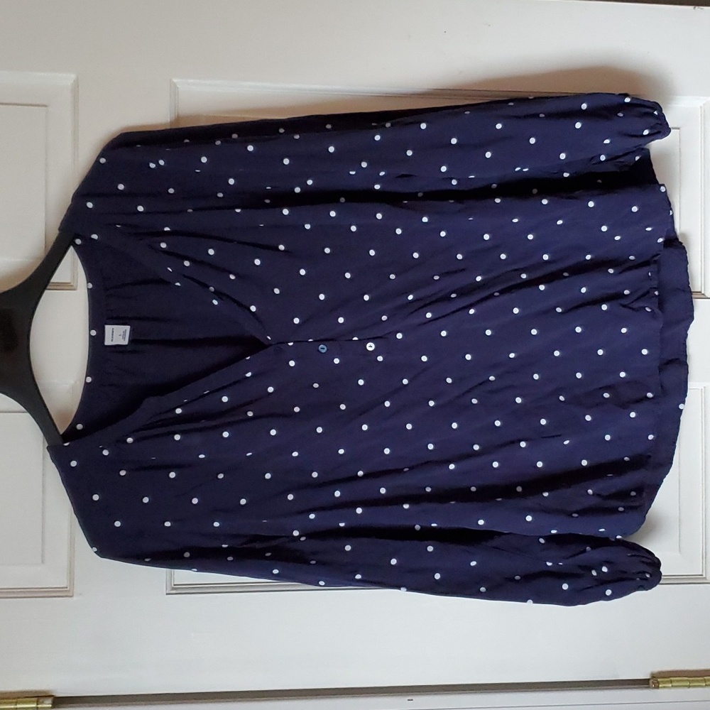 Old Navy polkadot blouse navy blue L